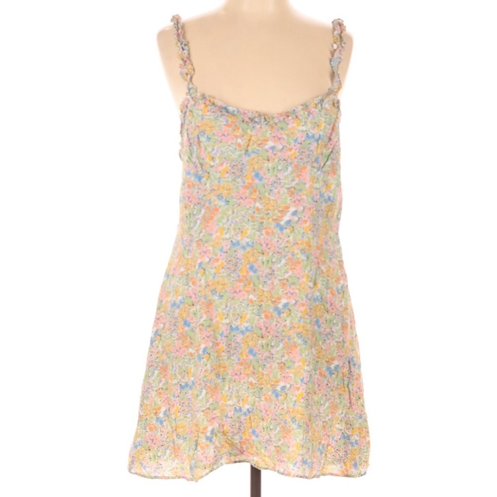 Zara Floral Mini Dress Sweetheart Neck Ruffle Strap Smocked Sundress Multi XXL - Picture 3 of 10